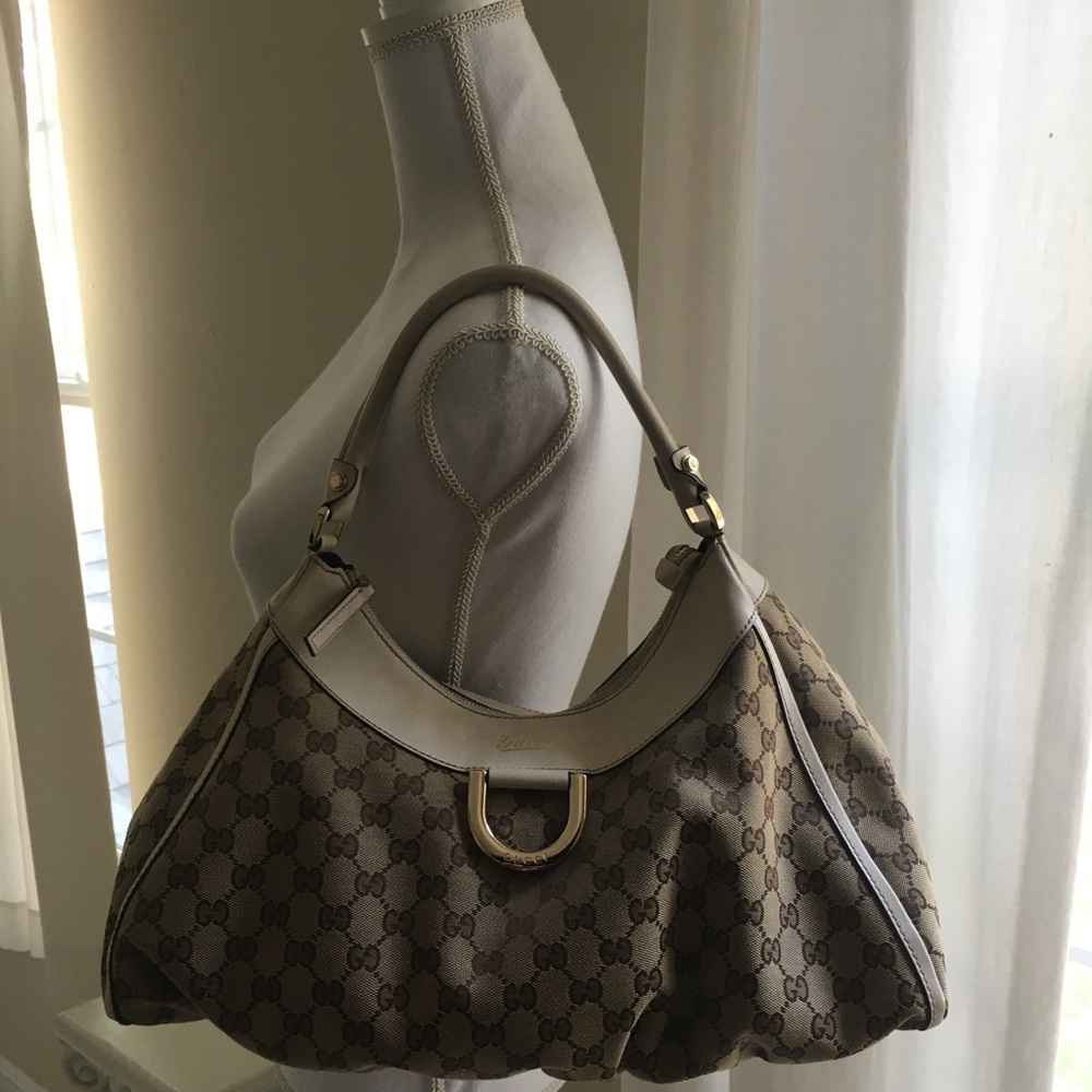 Gucci large "D" ring hobo shoulder handbag